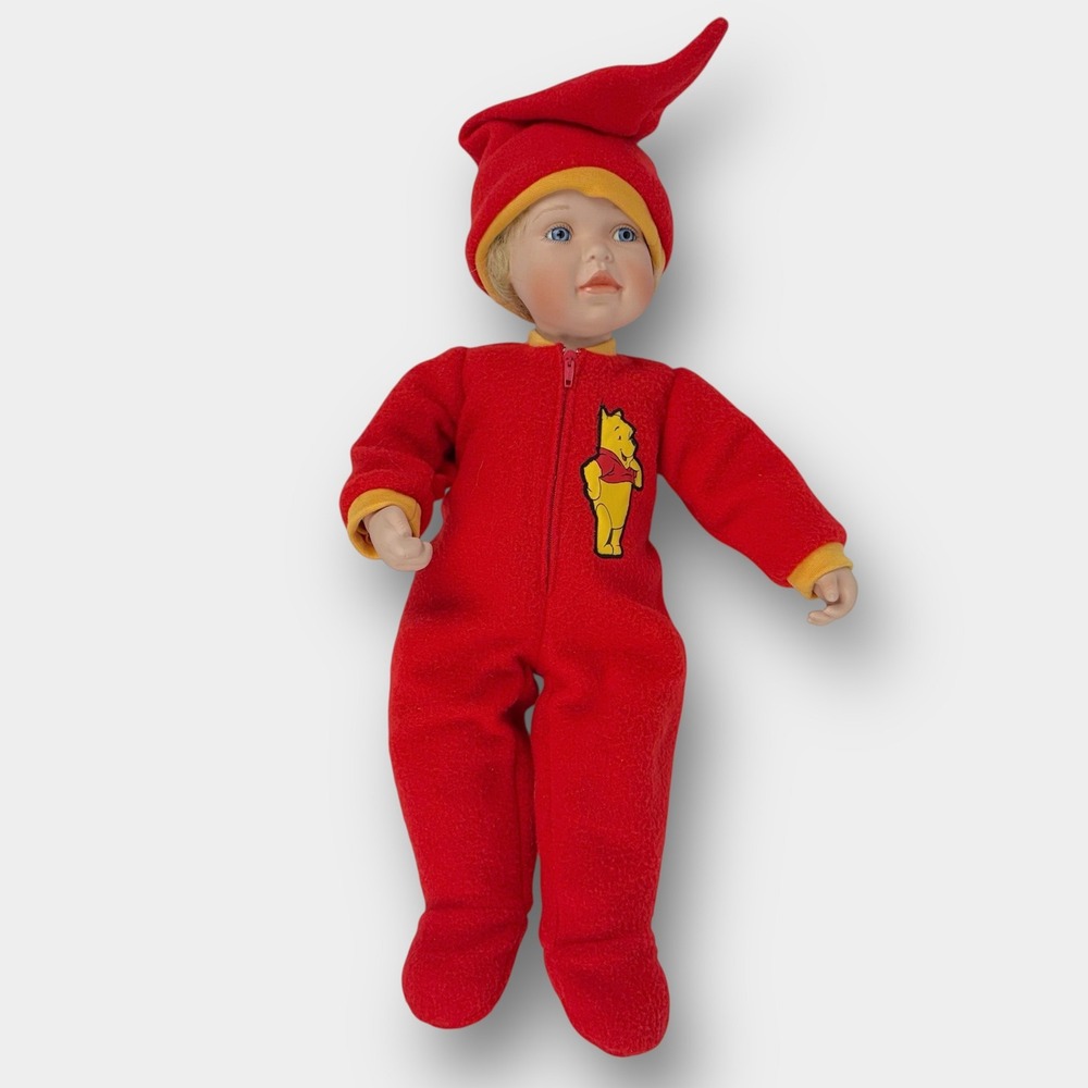 Disney‎ Winnie the Pooh Cindy McClure Collectible Doll Red Fleece Footie & Hat
